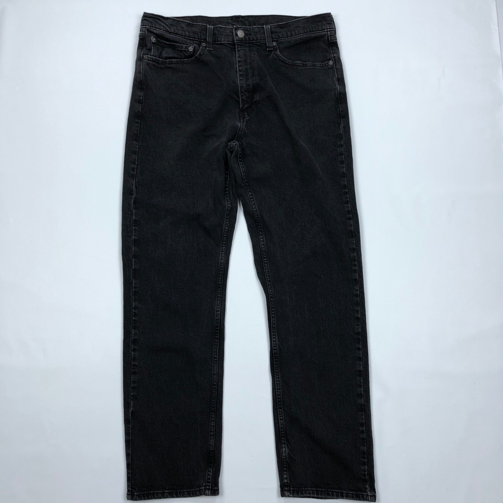 Levis 505 Regular Fit Jeans Mens 36x32 Faded Black Straight Leg Denim Pants